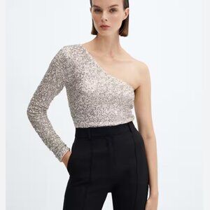 Sequin One Shoulder Top